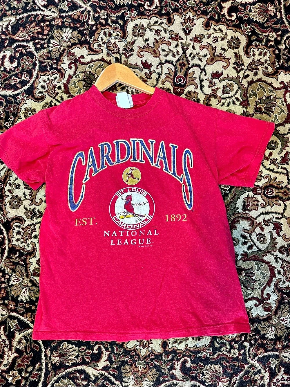 Vintage Nutmeg Mills, Inc. Cardinals Graphic T-Shirt in red Size 16 18